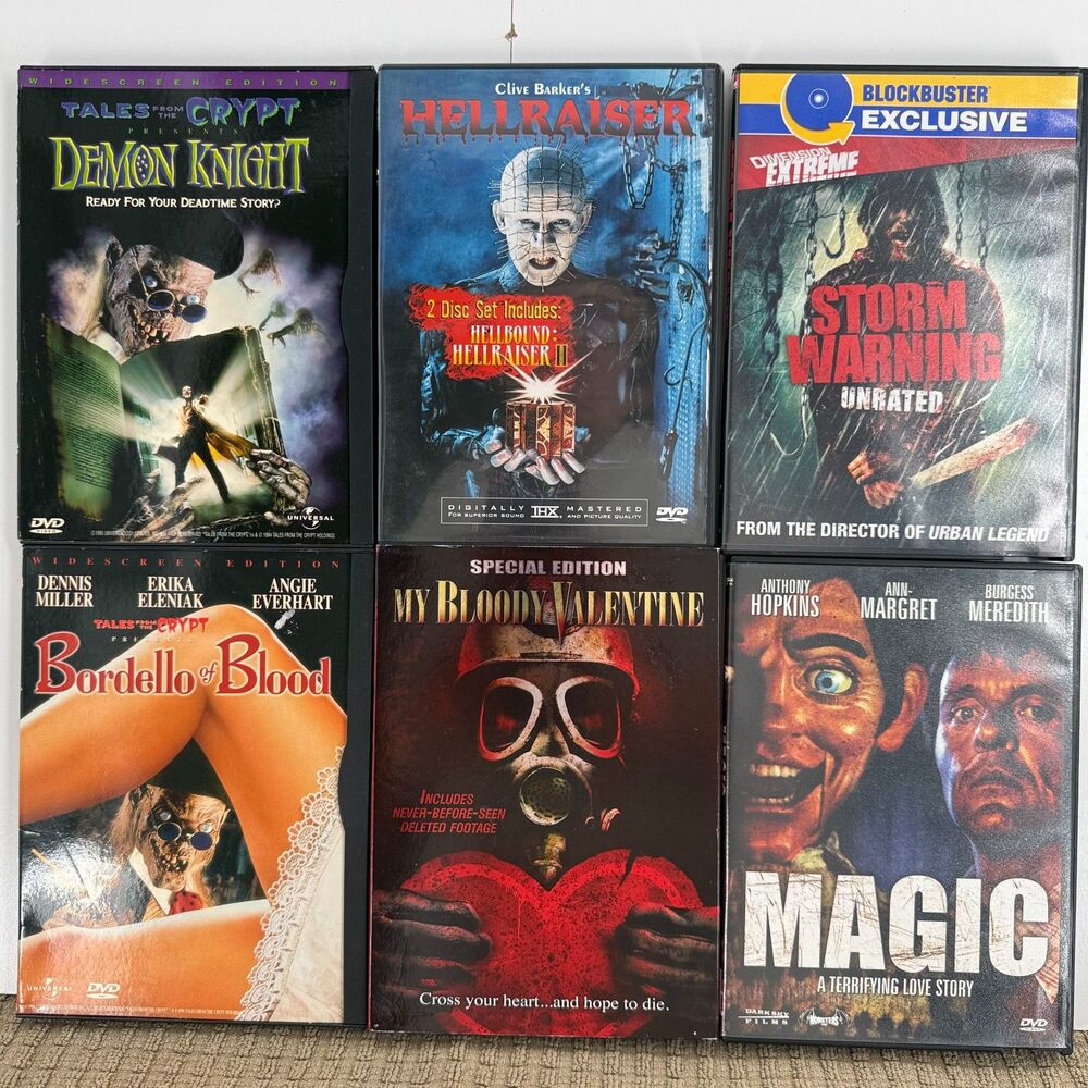 Horror DVD Lot Hellraiser 1&2 Demon Knight Bloody Valentine Magic